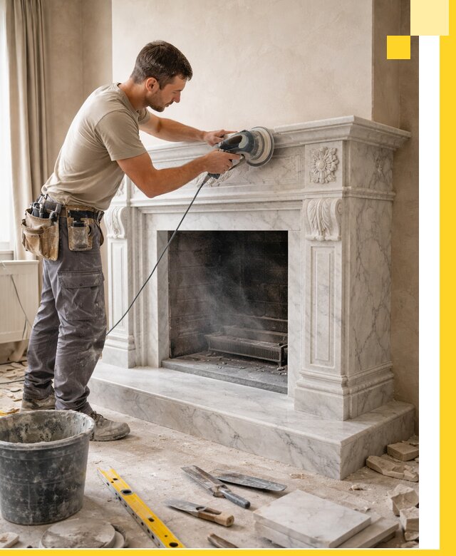 Изготовление и установка мраморных каминов в Вязьме под ключ