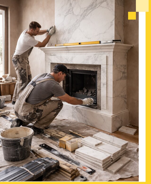 Отделка каминов в Вязьме качественные облицовочные работы