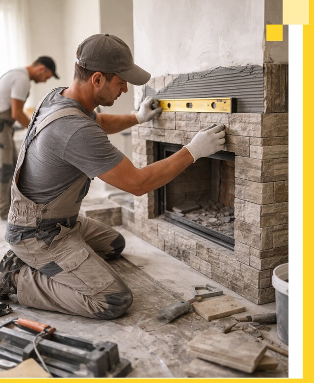 Облицовка каминов в Вязьме, монтаж и отделка натуральным камнем