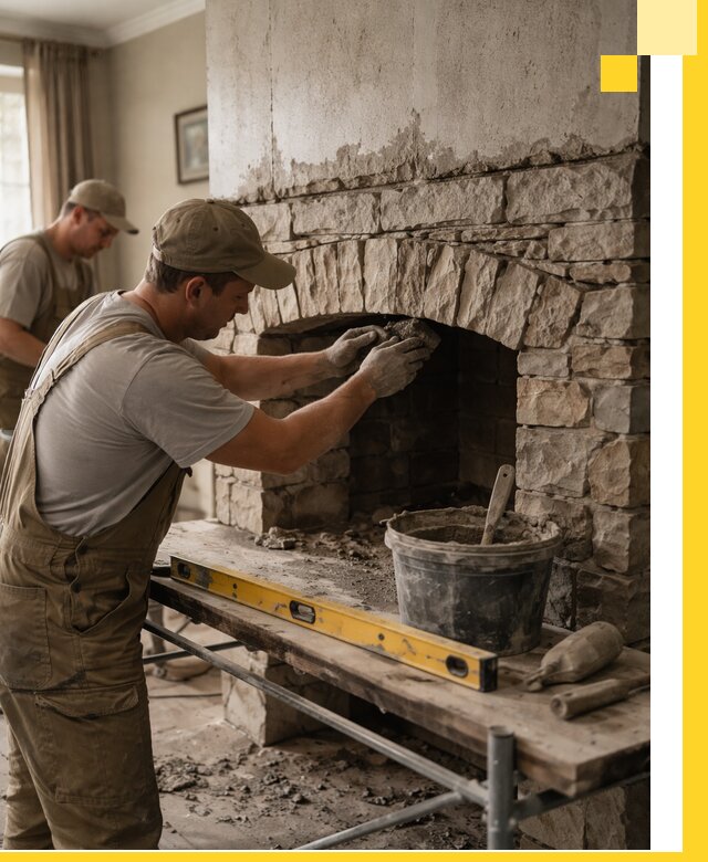 Изготовление каминов под ключ в Вязьме, монтаж и отделка