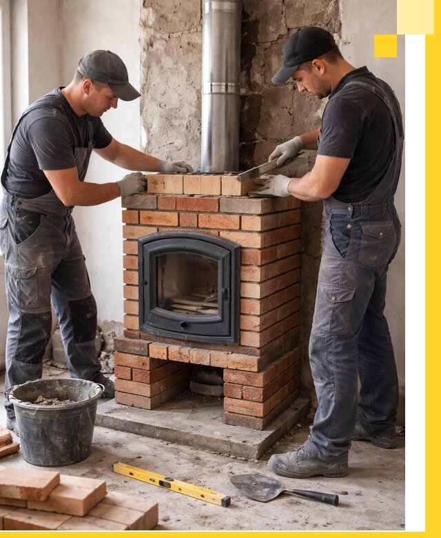 Монтаж печи камина под ключ в Вязьме с гарантией и пусконаладкой