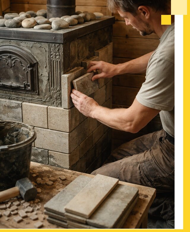 Облицовка банных печей в Вязьме профессиональная отделка