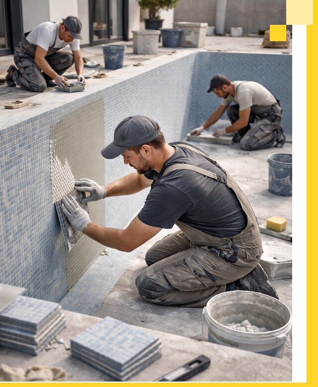 Облицовка бассейнов в Вязьме плитка мозаика гидроизоляция