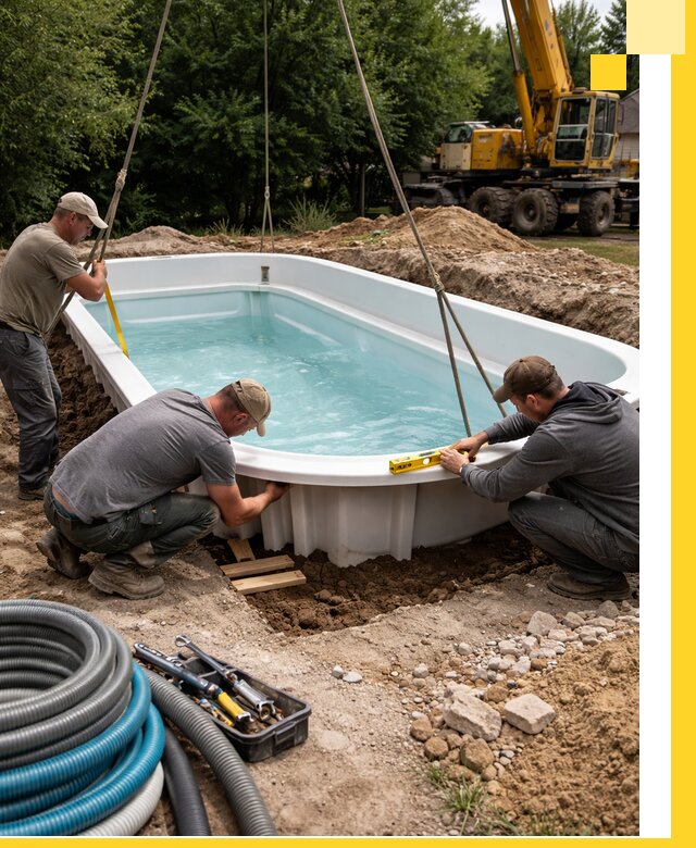 Установка и монтаж композитных бассейнов под ключ в Вязьме