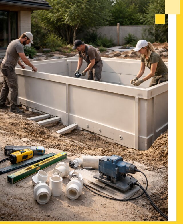 Установка полипропиленовых бассейнов под ключ в Вязьме