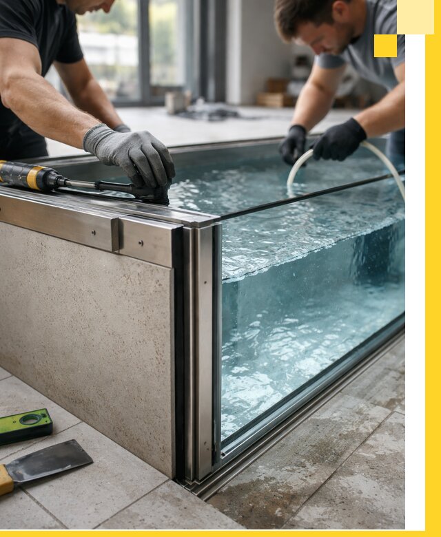 Проектирование и монтаж стеклянных бассейнов в Вязьме