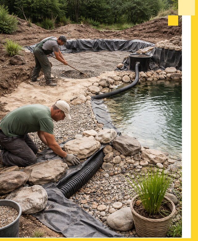 Строительство природных бассейнов и озер в Вязьме под ключ