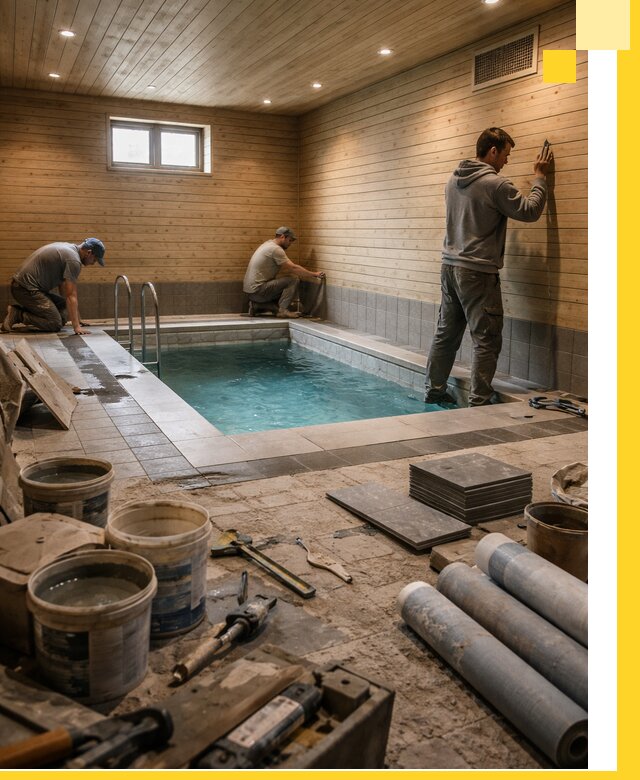 Строительство бани с бассейном и сауной под ключ в Вязьме