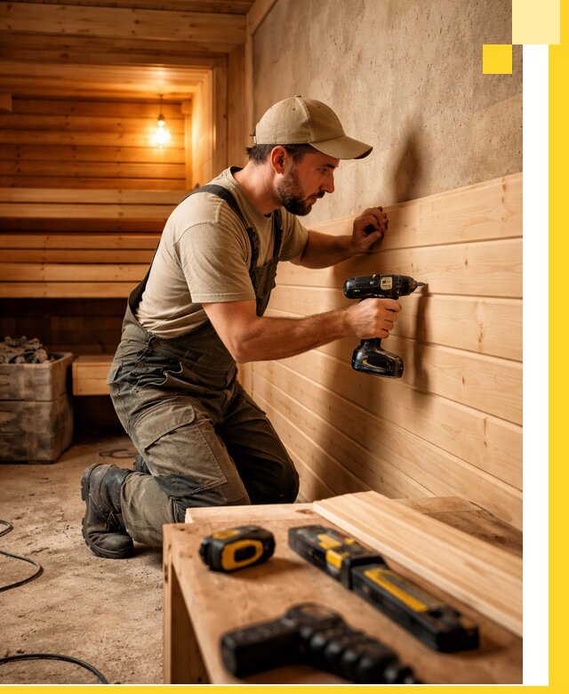 Профессиональная внутренняя отделка бани в Вязьме под ключ