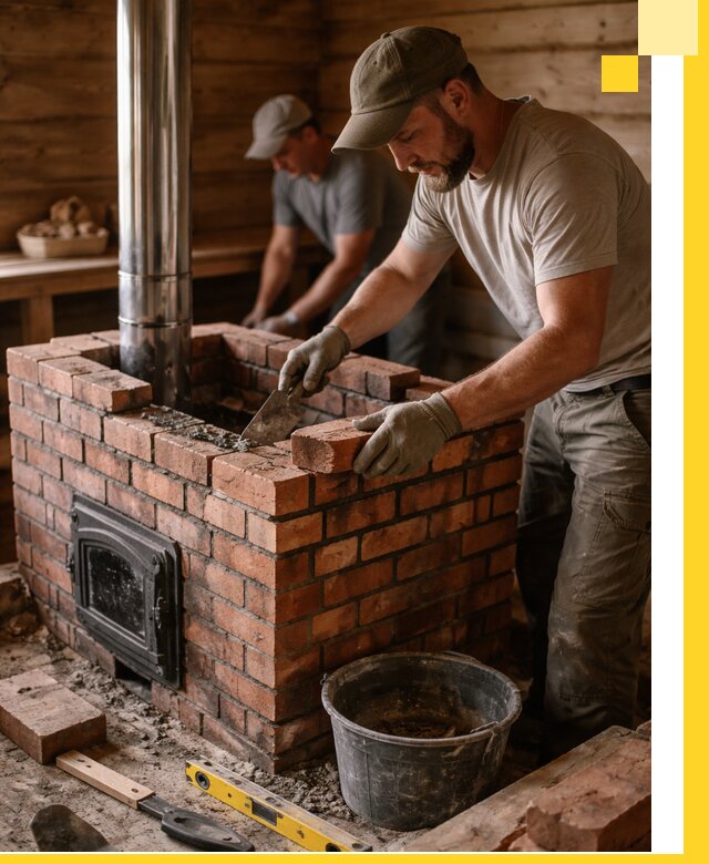 Кирпичные печи для бани под ключ в Вязьме, проект и монтаж