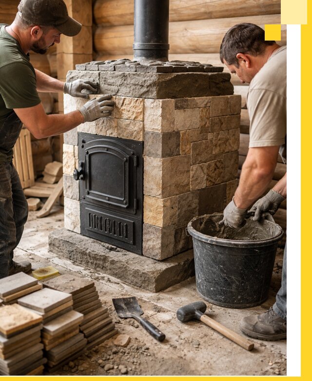 Облицовка банной печи под ключ в Вязьме: камень и плитка