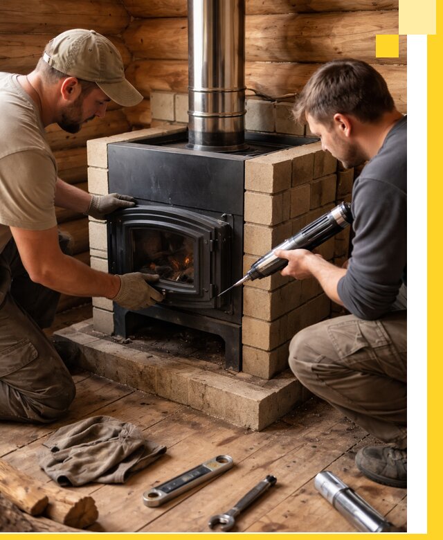 Монтаж и установка печи в бане под ключ с гарантией в Вязьме