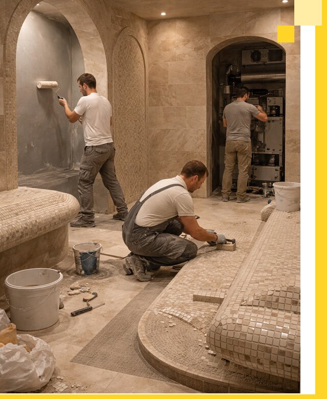 Строительство бани с хамамом и бассейном под ключ в Вязьме