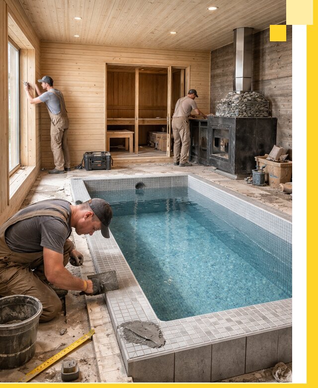 Проект бани с бассейном и сауной в Вязьме под ключ