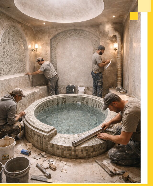 Профессиональное строительство хамама с бассейном в Вязьме под ключ