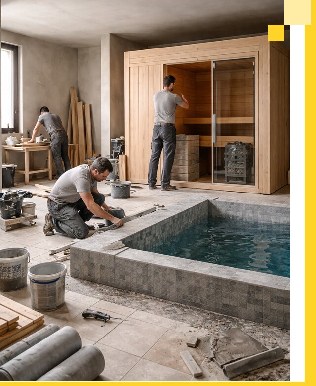 SPA зоны под ключ с бассейном сауной и печью в Вязьме